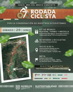 ‍️ SDS convoca a la Séptima Rodada Ciclista por la conservación de los ecosistemas   20 de junio    Recorrido de 22 km: Yautepec → Tlaltizapán ⏰ Salida: 08:00 h desde Bodega Aurrera, Paseo Tlahuica, Unidad Habitacional La Ceiba 6, Yautepec