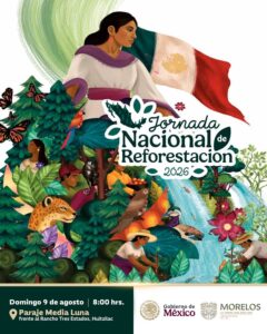 ¡Morelos se suma a la Jornada Nacional de Reforestación 2026!  Este domingo 9 de agosto, súmate a sembrar vida y contribuir a la conservación del Bosque de Agua, uno de los ecosistemas más importantes para la captación y recarga de agua en el centro del país    Paraje Los Pilares, Huitzilac  08:00 horas  Con la participación de la gobernadora Margarita González Saravia, plantaremos 18 mil árboles de pino Moctezuma y pino lacio en 22 hectáreas, como parte de la estrategia nacional impulsada por la presidenta Claudia Sheinbaum Pardo    Cada árbol que plantamos hoy es un paso para proteger nuestro medio ambiente y construir un mejor futuro para las próximas generaciones