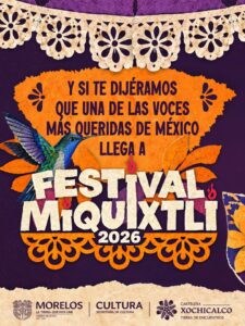 ¡Julieta Venegas llega al Festival Miquiztli 2026!    Viernes 30 de octubre  Plaza General Emiliano Zapata Salazar, Cuernavaca  Forma parte de la cartelera Xochicalco 2026