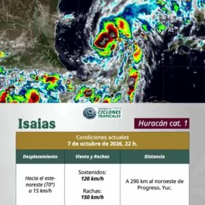 #Isaías se intensificó a huracán categoría 1 en el Golfo de México